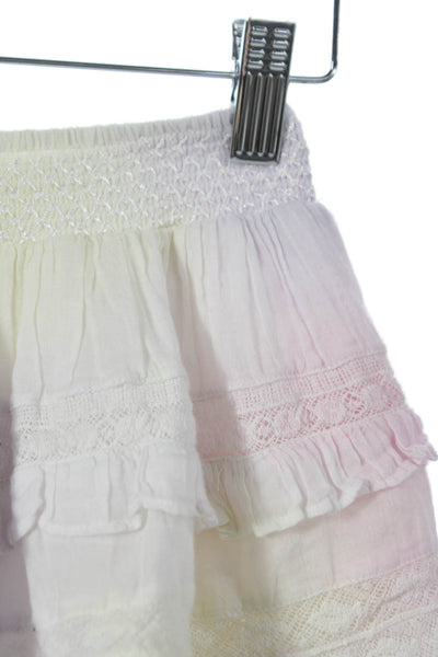 Love Shack Fancy Girls Lace Trim Tiered Skirt Purple White Size 8-9