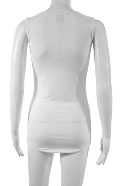 G. Women One Piece Bodysuit Scoop Neck Sleeveless White Modal Snap Size M