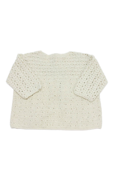 Bonpoint Girls Single Button Crew Neck Knit Cardigan Sweater Beige Size 3 Months