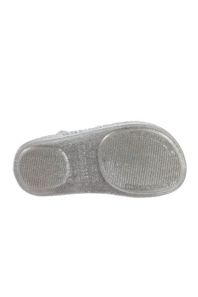 Mini Melissa x Campana Girls Metallic Rubber Mary Jane Ballet Flats Silver 7