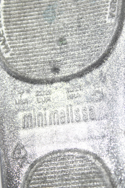 Mini Melissa x Campana Girls Metallic Rubber Mary Jane Ballet Flats Silver 7