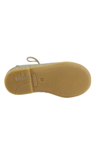 Aquazzura Girls Lace Up Metallic Glitter Ballet Flats Gold Leather Size 22