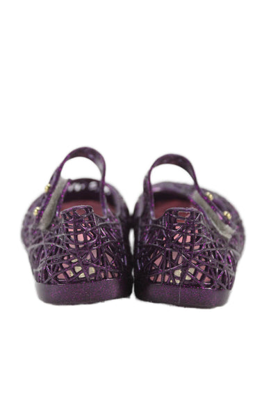 Mini Melissa x Campana Girls Metallic Rubber Mary Jane Ballet Flats Purple 7