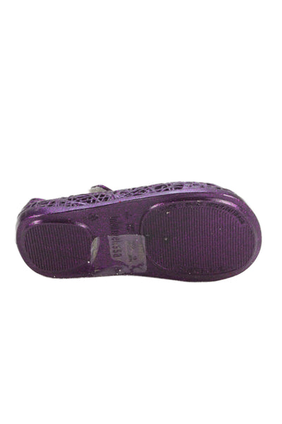 Mini Melissa x Campana Girls Metallic Rubber Mary Jane Ballet Flats Purple 7