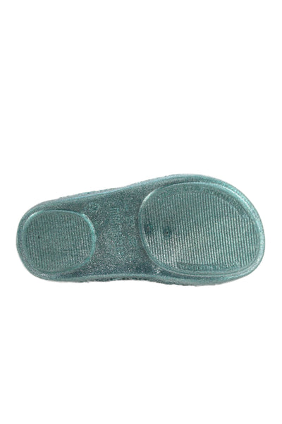 Mini Melissa x Campana Girls Metallic Rubber Mary Jane Ballet Flats Blue Size 7