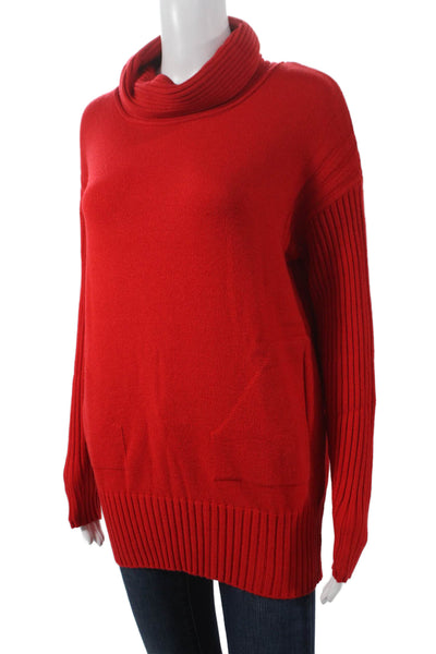 Renuar Women Red Viscose Cowl Neck Pullover Sweater Long Sleeve Size XS