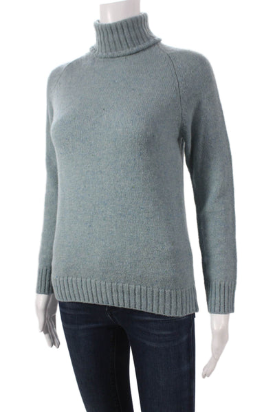 Base Womens Pullover Sweater Turtleneck Wool Blue Long Sleeve Size 42