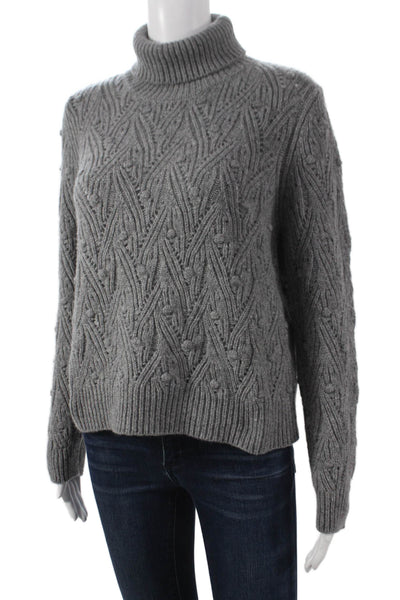 Kangra Women Pullover Sweater Turtleneck Wool Gray Long Sleeve Size 40