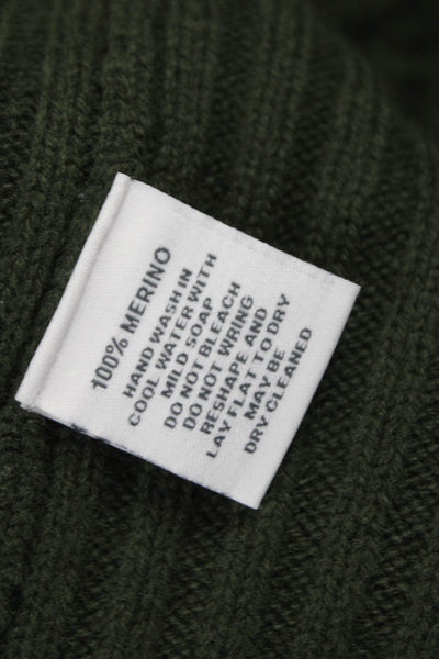Alashan Womens Green Merino Wool Pullover Sweater Mock Neck Long Sleeve Size XS