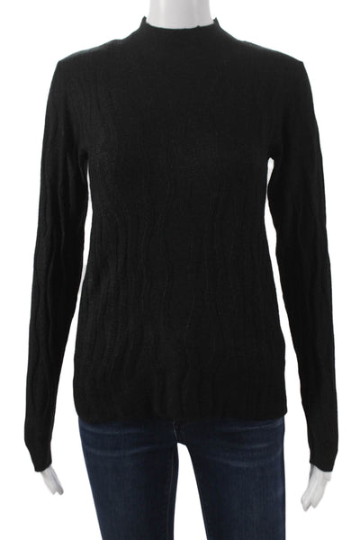 Renuar Women Pullover Sweater Black Mock Neck Long Sleeve Acrylic Size XS
