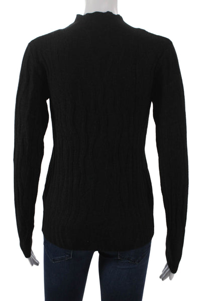 Renuar Women Pullover Sweater Black Mock Neck Long Sleeve Acrylic Size XS