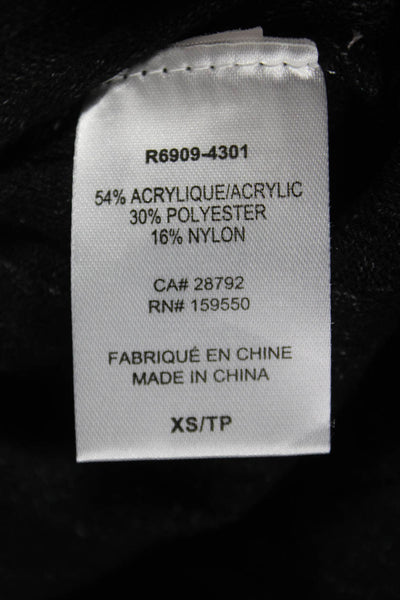 Renuar Women Pullover Sweater Black Mock Neck Long Sleeve Acrylic Size XS