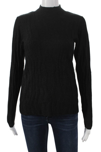 Renuar Womens Black Geometric High Neck Long Sleeve Pullover Sweater Size S