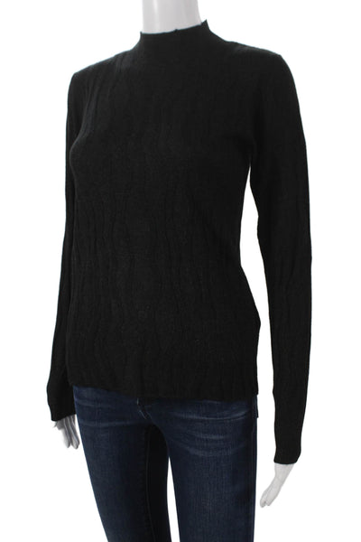 Renuar Womens Black Geometric High Neck Long Sleeve Pullover Sweater Size S