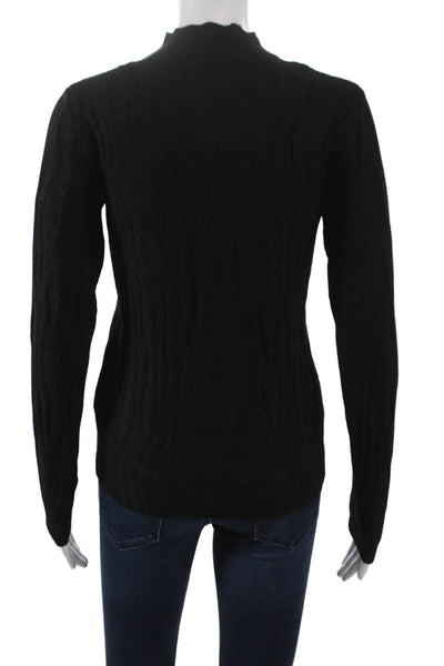 Renuar Womens Pullover Sweater Black Mock Neck Geometric Long Sleeve Size XL