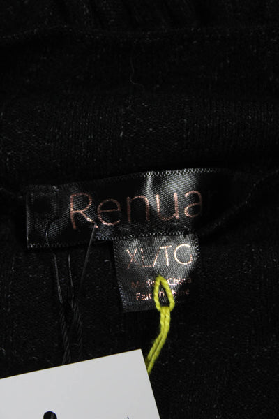 Renuar Womens Pullover Sweater Black Mock Neck Geometric Long Sleeve Size XL