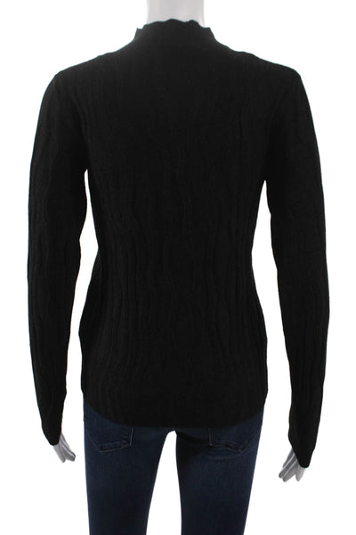 Renuar Women Pullover Sweater Black Geometric Mock Neck Long Sleeve Size 2XL