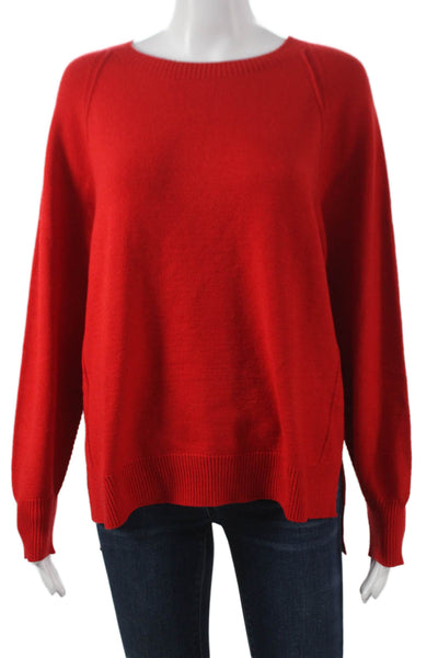 Renuar Womens Red Pullover Boat Neck Long Sleeve Acrylic Size M