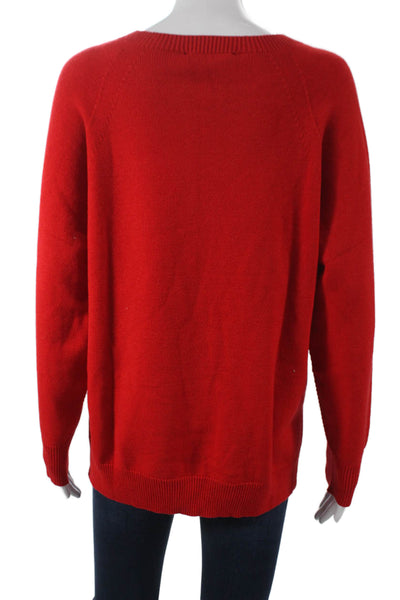 Renuar Womens Red Pullover Boat Neck Long Sleeve Acrylic Size M