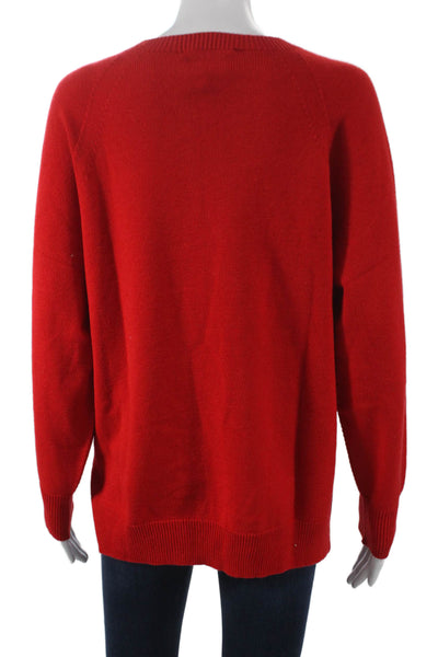 Renuar Women Pullover Sweater Red Round Neck Long Sleeve Acrylic Size XL