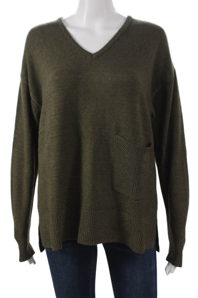 Renuar Womens Green V-Neck Pullover Sweater Long Sleeve Size S