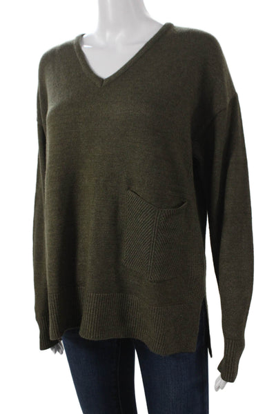 Renuar Womens Green V-Neck Pullover Sweater Long Sleeve Size S