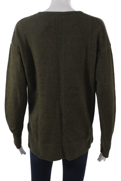 Renuar Womens V Neck Pullover Sweater Green Viscose Long Sleeve Size L