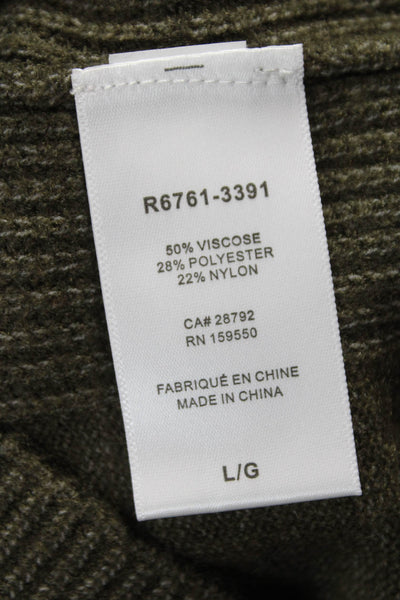 Renuar Womens V Neck Pullover Sweater Green Viscose Long Sleeve Size L