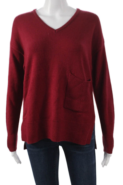 Renuar Women Red V-Neck Pullover Sweater Long Sleeve Size XS
