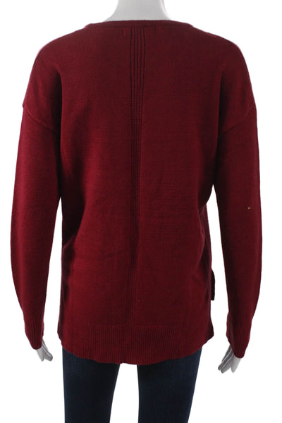 Renuar Women Red V-Neck Pullover Sweater Long Sleeve Size XS