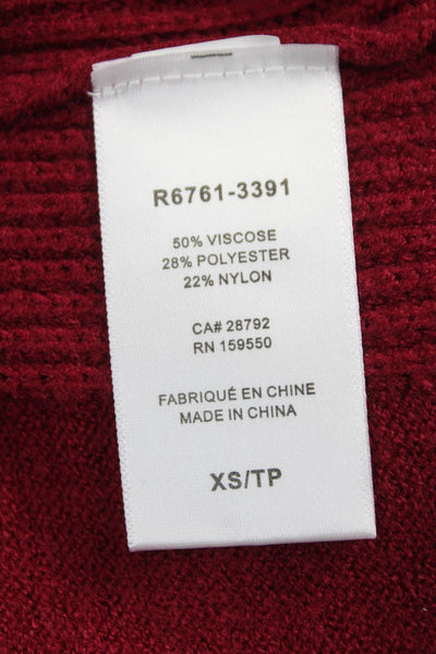 Renuar Women Red V-Neck Pullover Sweater Long Sleeve Size XS