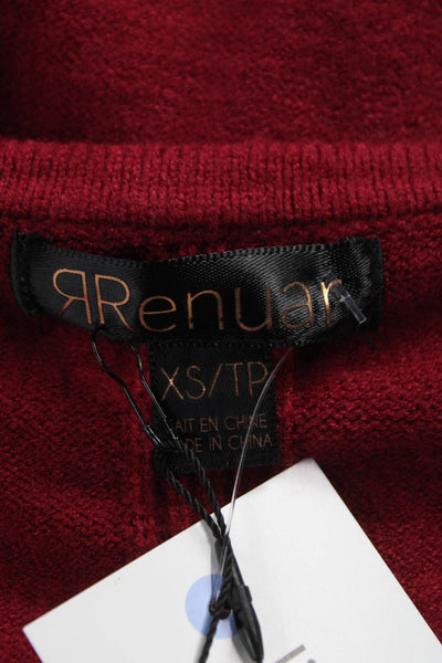 Renuar Women Red V-Neck Pullover Sweater Long Sleeve Size XS