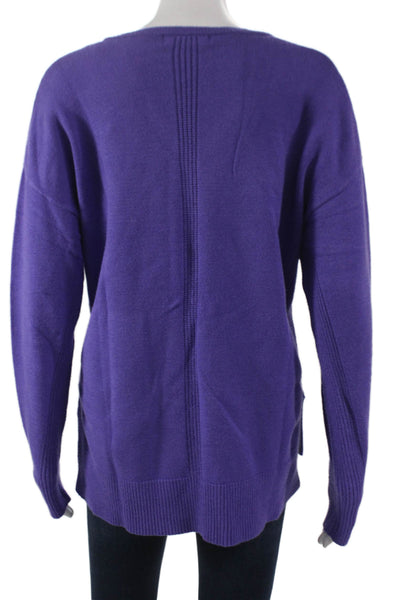 Renuar Womens V-Neck Purple Viscose Pullover Sweater Long Sleeve Size S