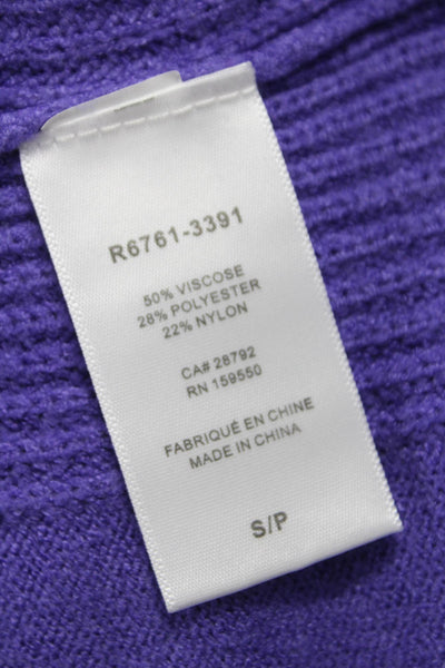Renuar Womens V-Neck Purple Viscose Pullover Sweater Long Sleeve Size S