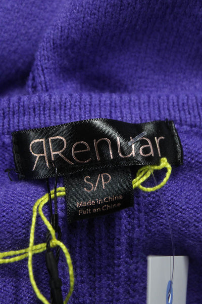 Renuar Womens V-Neck Purple Viscose Pullover Sweater Long Sleeve Size S