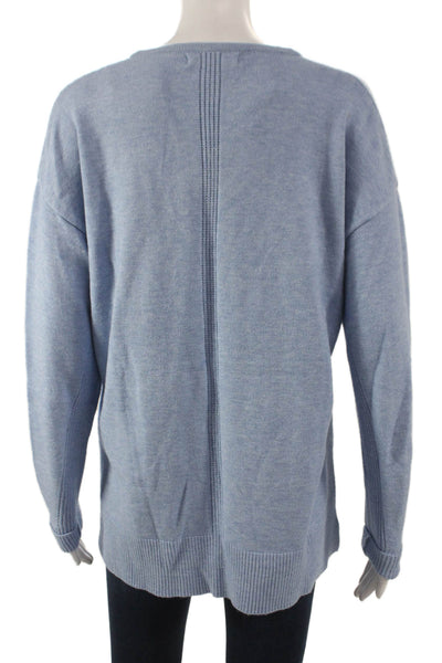 Renuar Women V-Neck Pullover Sweater Blue Viscose Long Sleeve Size M