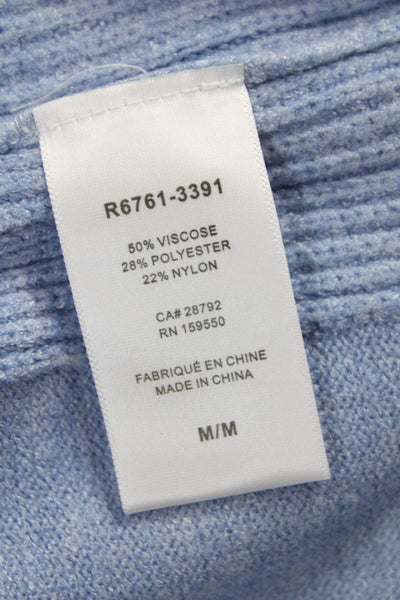 Renuar Women V-Neck Pullover Sweater Blue Viscose Long Sleeve Size M