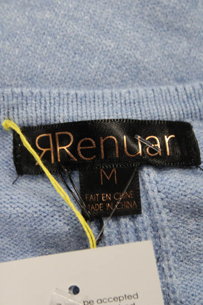 Renuar Women V-Neck Pullover Sweater Blue Viscose Long Sleeve Size M