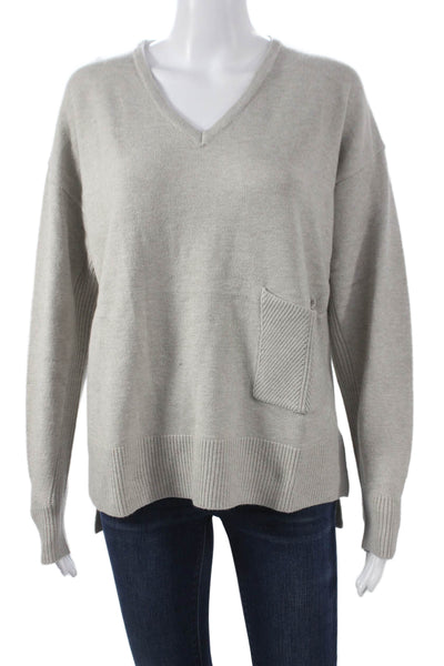 Renuar Womens V-Neck Pullover Sweater Gray Long Sleeve Size M