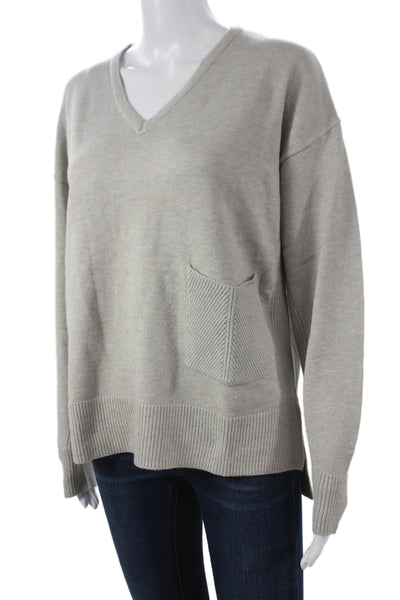Renuar Womens V-Neck Pullover Sweater Gray Long Sleeve Size M
