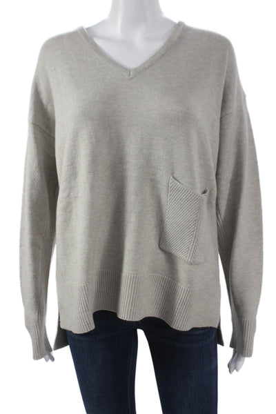 Renuar Women Pullover Sweater V-Neck Long Sleeve Gray Viscose Size L