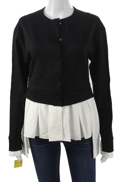 Meimeij Women Cardigan Black Viscose Long Sleeve Round Neck Fall Size 36