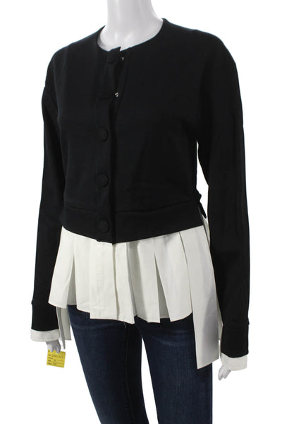 Meimeij Women Cardigan Black Viscose Long Sleeve Round Neck Fall Size 36