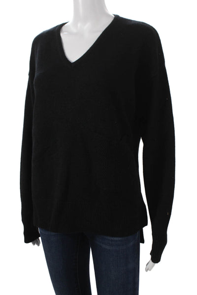 Renuar Women Pullover Sweater Black V-Neck Long Sleeve Viscose Petites Size S