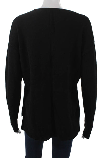 Renuar Women Pullover Sweater Black V-Neck Long Sleeve Viscose Petites Size S
