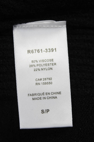 Renuar Women Pullover Sweater Black V-Neck Long Sleeve Viscose Petites Size S