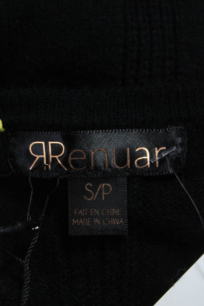 Renuar Women Pullover Sweater Black V-Neck Long Sleeve Viscose Petites Size S