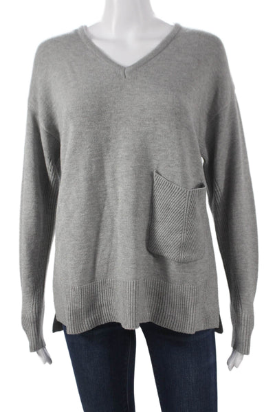 Renuar Women V-Neck Pullover Sweater Gray Viscose Long Sleeve Size XS