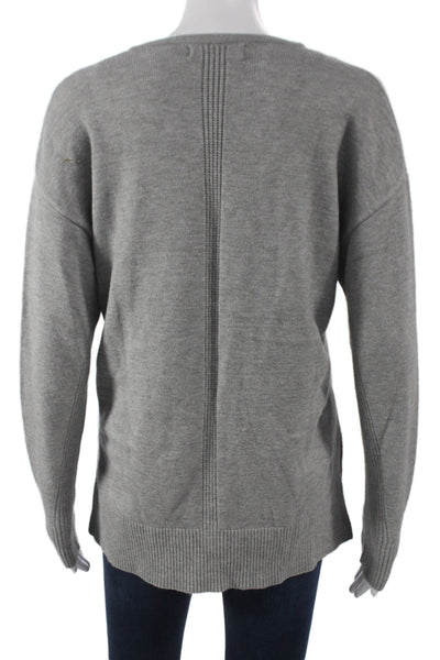 Renuar Women V-Neck Pullover Sweater Gray Viscose Long Sleeve Size XS
