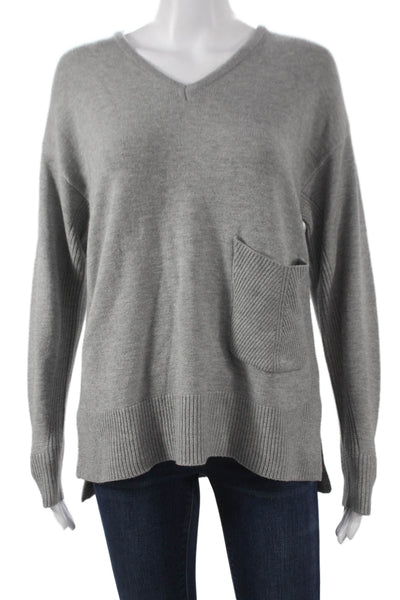 Renuar Women Gray V-Neck Long Sleeve Pullover 50% Viscose Size S
